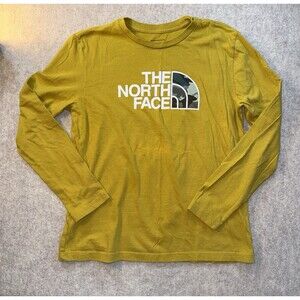 The North Face Boys Size Lg 12 Yellow Long Sleeve Tshirt Logo